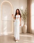 Beyaz gold detaylı elbise